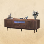 IRONCK TV Stand for 70 Inch TV, LED Lighting and Charging Station, Walnut