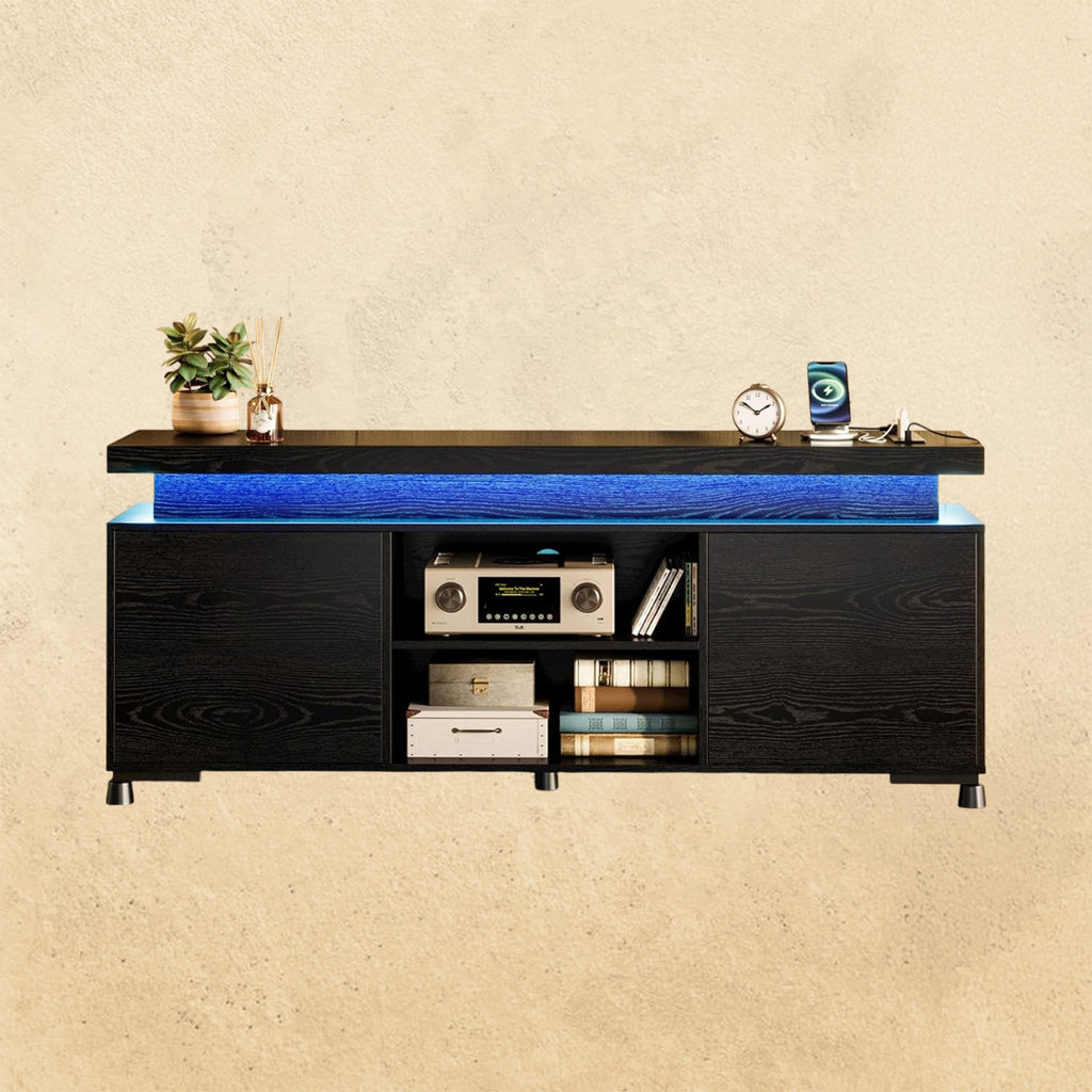 IRONCK TV Stands for TVs 65+ Inch with LED Lights and Power Outlet