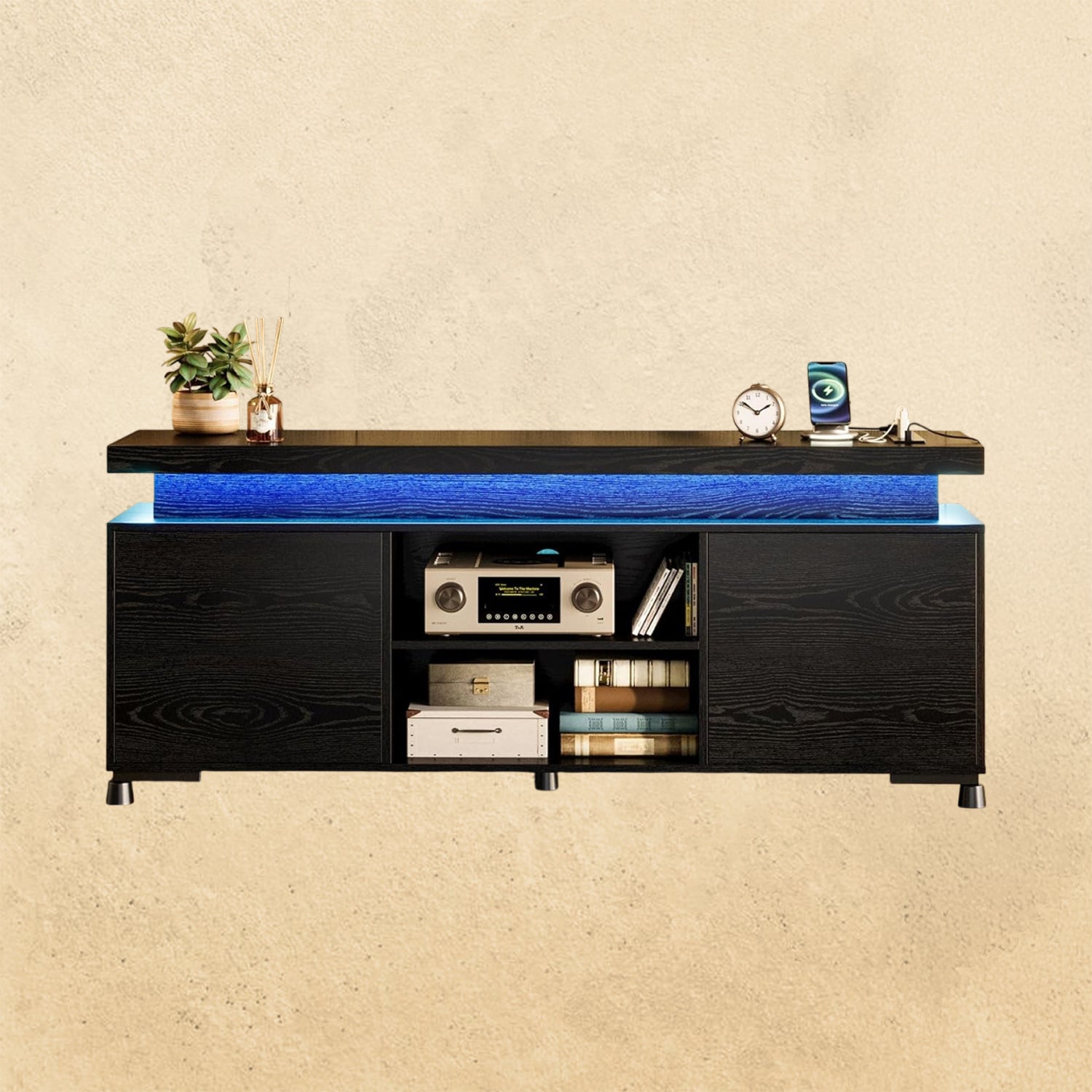 IRONCK TV Stands for TVs 65+ Inch with LED Lights and Power Outlet