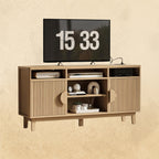 IRONCK TV Stand for 65 Inch TV, 59 Inch Entertainment Center, Natural Oak