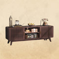 IRONCK 63'' TV Stand, with 2 Sliding Doors, Red Walnut