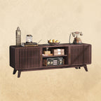 IRONCK 63'' TV Stand, with 2 Sliding Doors, Red Walnut