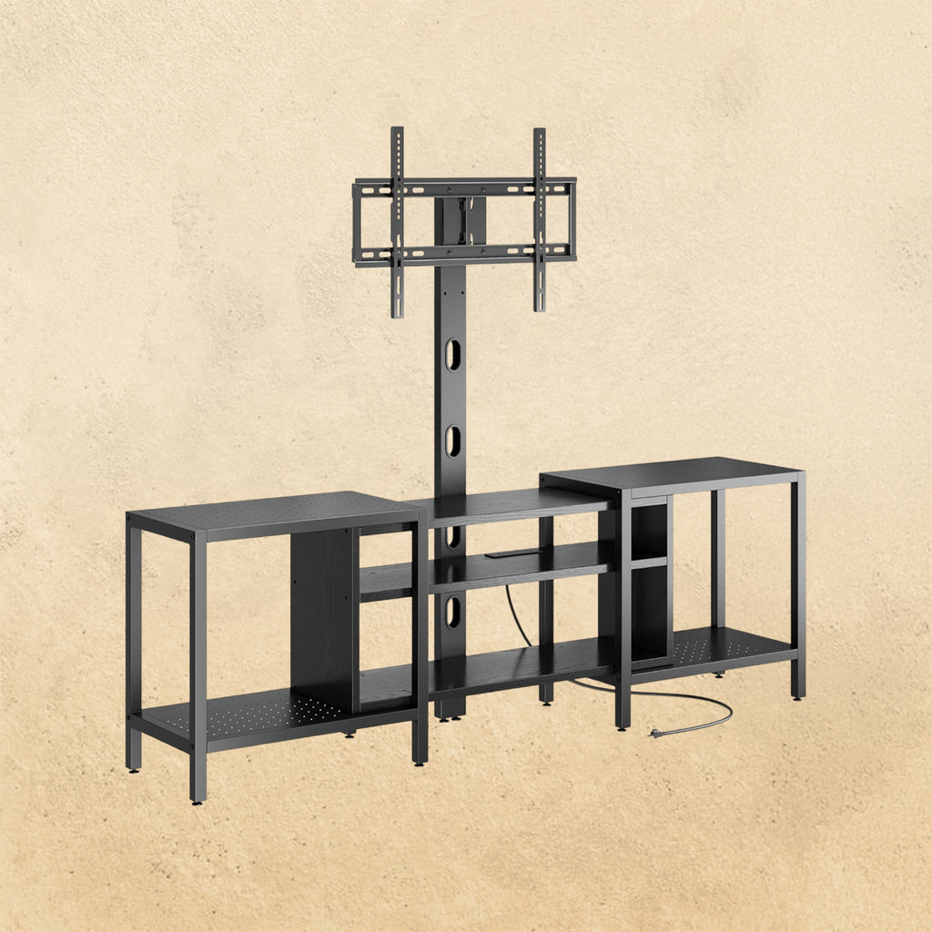 IRONCK 79 Inch TV Stand with Mount and Power Outlet, Black