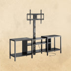 IRONCK 79 Inch TV Stand with Mount and Power Outlet, Black