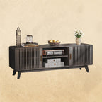 IRONCK 63'' TV Stand with 2 Sliding Door Grey Walnut
