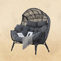IRONCK Double Egg Chair Outdoor, 2 Person Wicker Lounge Chair, Dark Grey