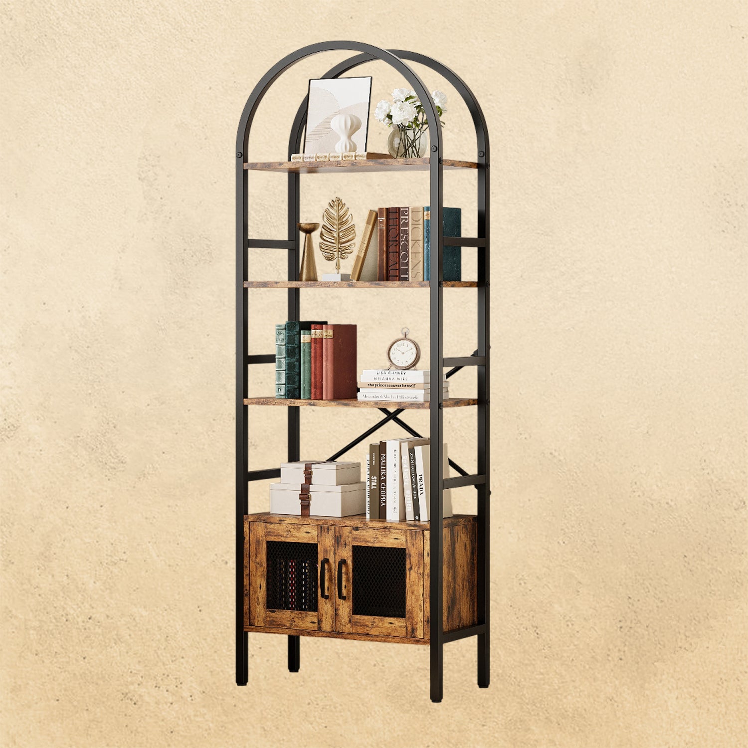 70.3" Tall Arched Bookshelf