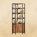 IRONCK 5 Tiers Corner Bookshelf with Baffles, Bookcase with Doors