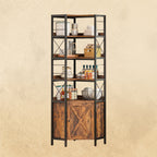 IRONCK 5 Tiers Corner Bookshelf with Baffles, Bookcase with Doors
