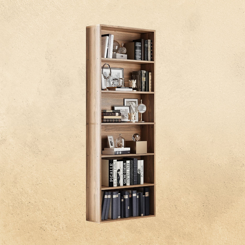 IRONCK Bookshelves and Bookcases Floor Standing 6 Tiers, Oak Brown