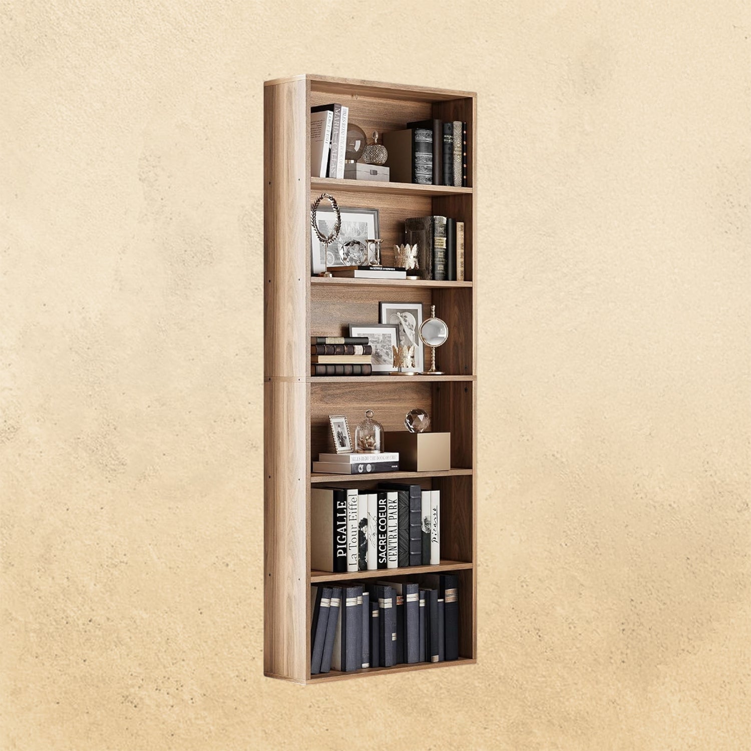 IRONCK Bookshelves and Bookcases Floor Standing 6 Tiers, Oak Brown