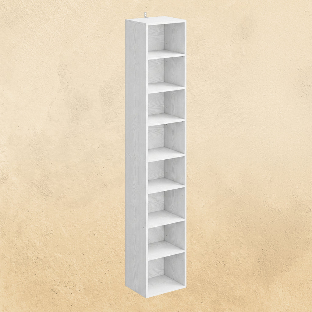 IRONCK 8 Tiers Tall Narrow Compact Corner Bookcase, White