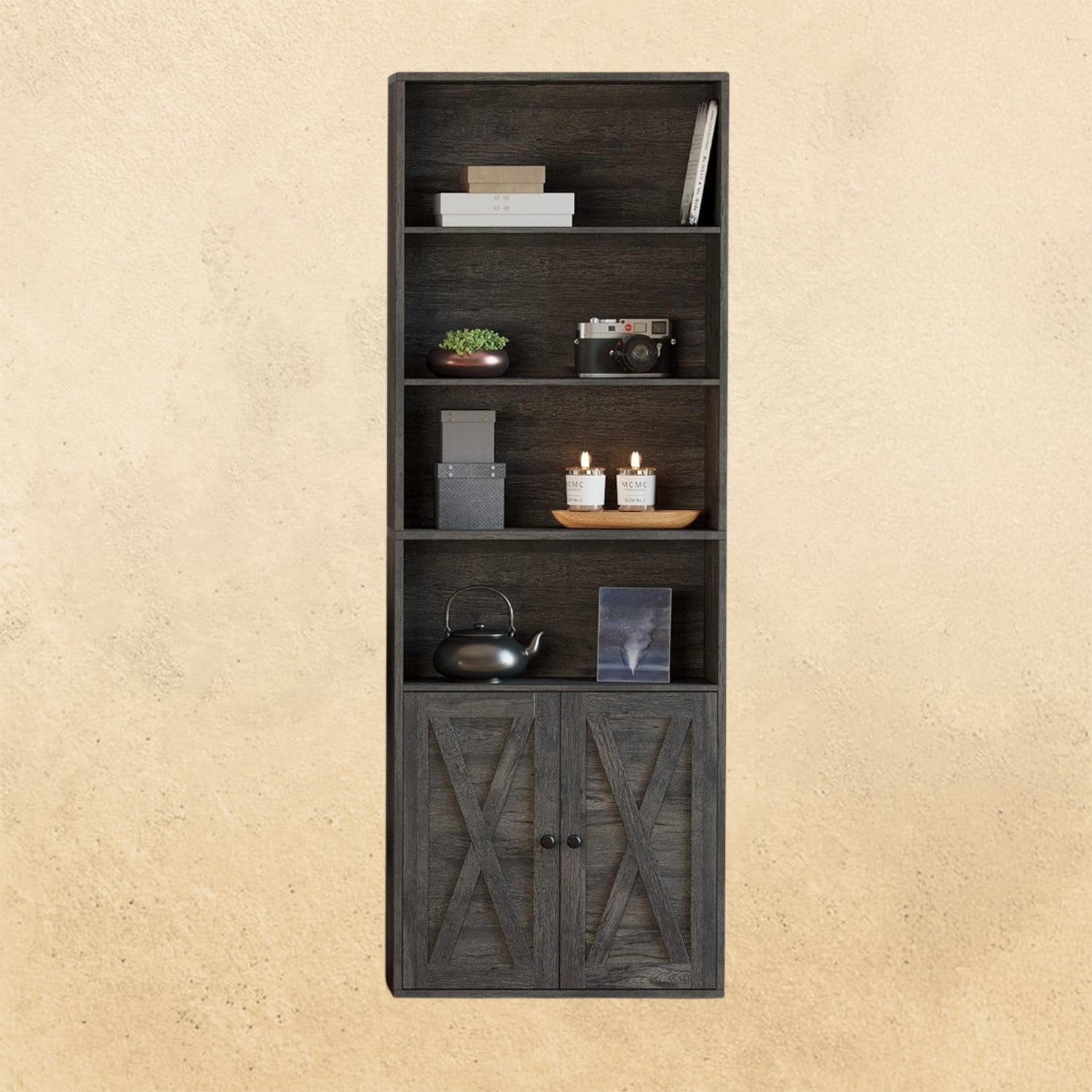 IRONCK Industrial 70 in 6 Shelf Bookcases with Doors Floor Standing