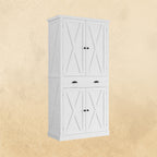 IRONCK Kitchen Pantry Storage Cabinet 72.6" H, with Barn Doors, White