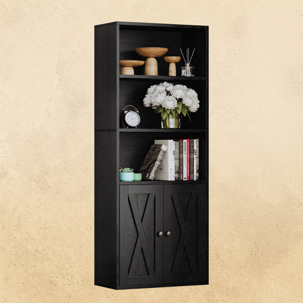 IRONCK 11.8 in 5 Shelf Industrial Bookshelves and Bookcases with Doors