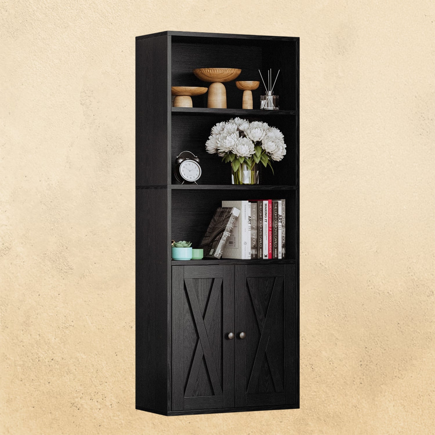 IRONCK 11.8 in 5 Shelf Industrial Bookshelves and Bookcases with Doors