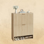 IRONCK Fluted Shoe Cabinet Storage with 2 Flip Drawers