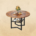 IRONCK 47.2" Wood Round Dining Table for 4, Rustic Brown