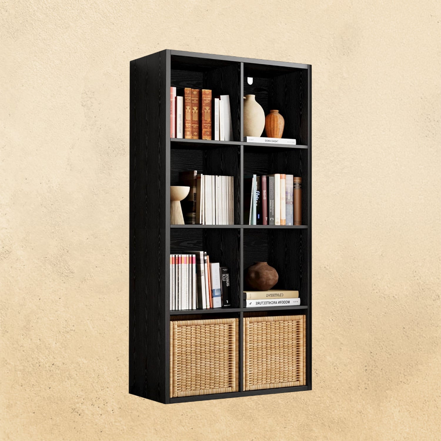 IROCNK 8-Cube Bookshelf, Horizontally & Vertically Reversible, Black