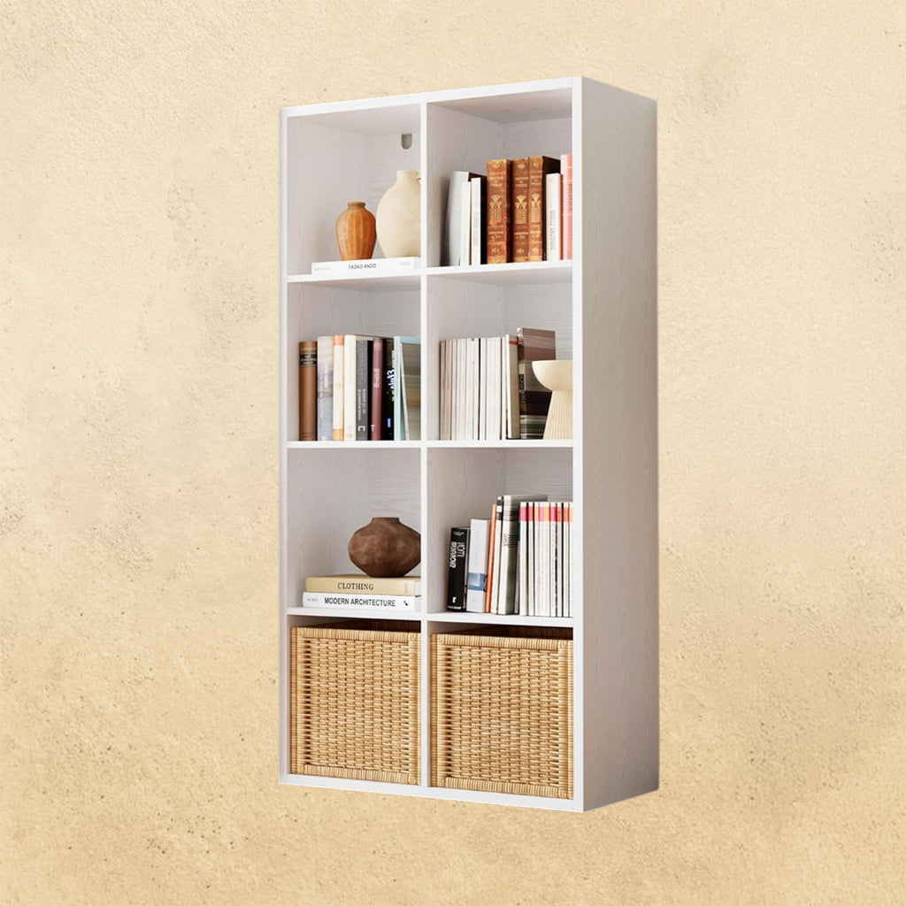 IROCNK 8-Cube Bookshelf, Horizontally & Vertically Reversible, White