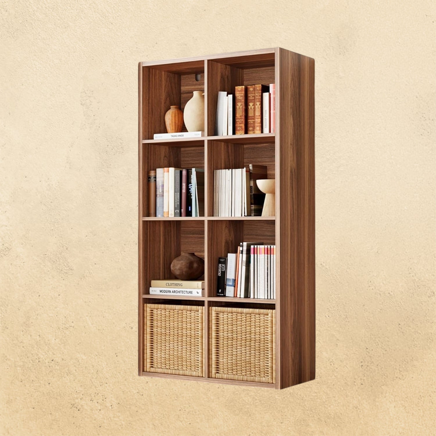 IROCNK 8-Cube Bookshelf, Horizontally & Vertically Reversible, Oak Brown