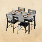 IRONCK Dining Table Set for 4, with Upholstered Chairs, Grey