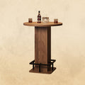 IRONCK 39.4" H Wood Bistro Pub Table with Metal Ring Footrest, Brown(Only Table)