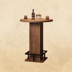 IRONCK 39.4" H Wood Bistro Pub Table with Metal Ring Footrest, Brown(Only Table)