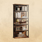 IRONCK 71 Inch5 Tier Industrial  Wood Freestanding BookShelf, Rustic Brown