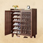 IRONCK 6-Tier Wooden  Shoe Cabinet with Slatted Doors