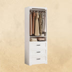 IRONCK Freestanding Closet System with 3 Wood Drawers, White