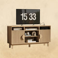 IRONCK 65 Inch TV with Storage and Charging Station, Natural Oak