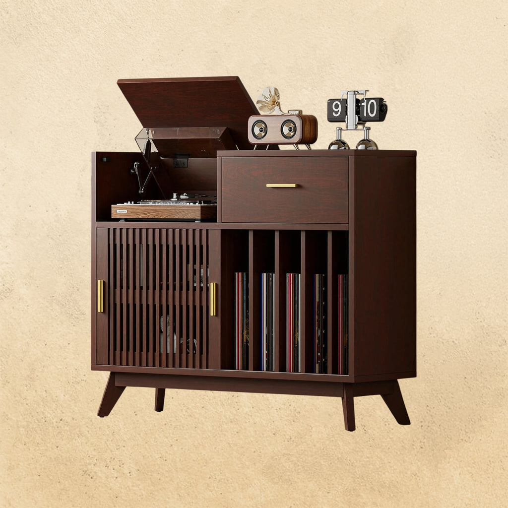 IRONCK large record player with drawer, can hold more than 500 vinyl records