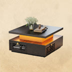 IRONCK Coffee Table with LED Light and Charging Station, 4 Storage Drawers