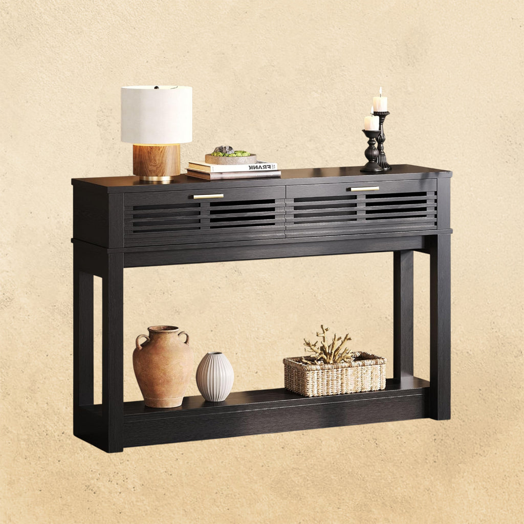 IRONCK 47"  Console Table with Drawer for Living Room, Black