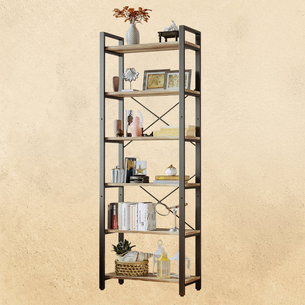 IRONCK Bookshelf 6-Tier Ladder Shelf 110lbs Display Shelf