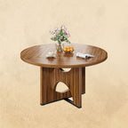 IRONCK 47.2" Wooden Round Dining Table for 4-6 People, Walnut