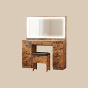 LED Lighted Mirror Makeup Desk Set- Vintage