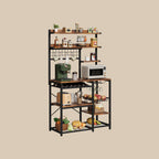 IRONCK 5 Tier Metal Material Bakers Rack with Power Outlet,  9 Hooks