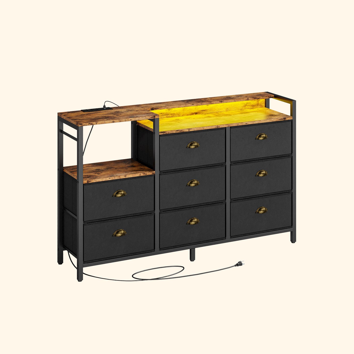 LED Dresser with 8 PU Leather Drawers