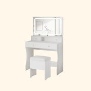 【HOT】Large Mirror Makeup Vanity Desk with 7 Drawers