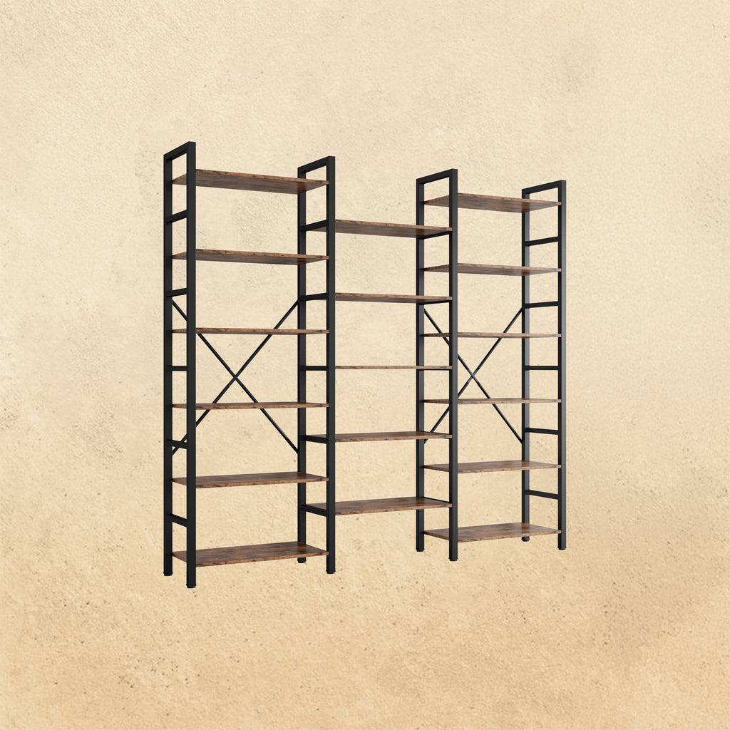 Triple Wide Bookshelves- 6 Tiers