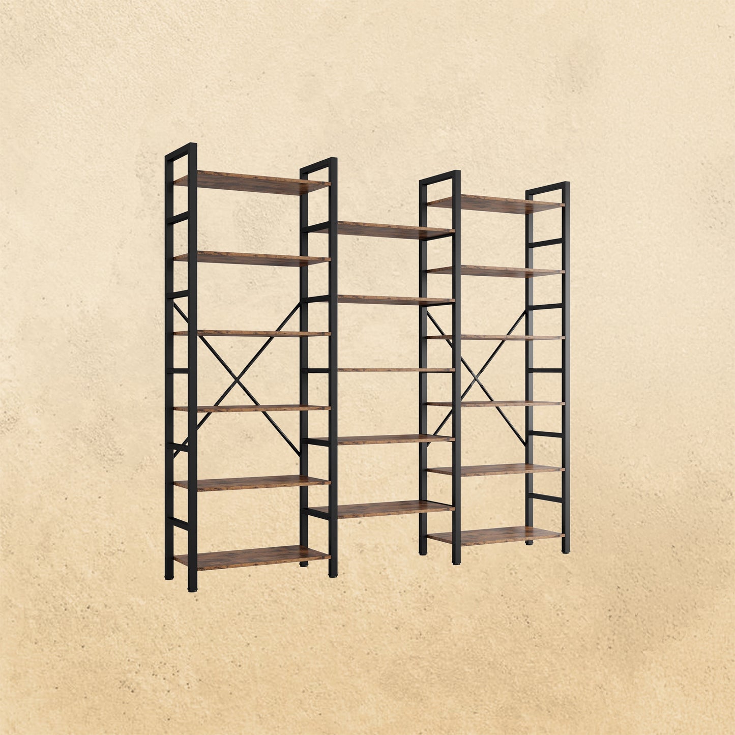 Triple Wide Bookshelves- 6 Tiers