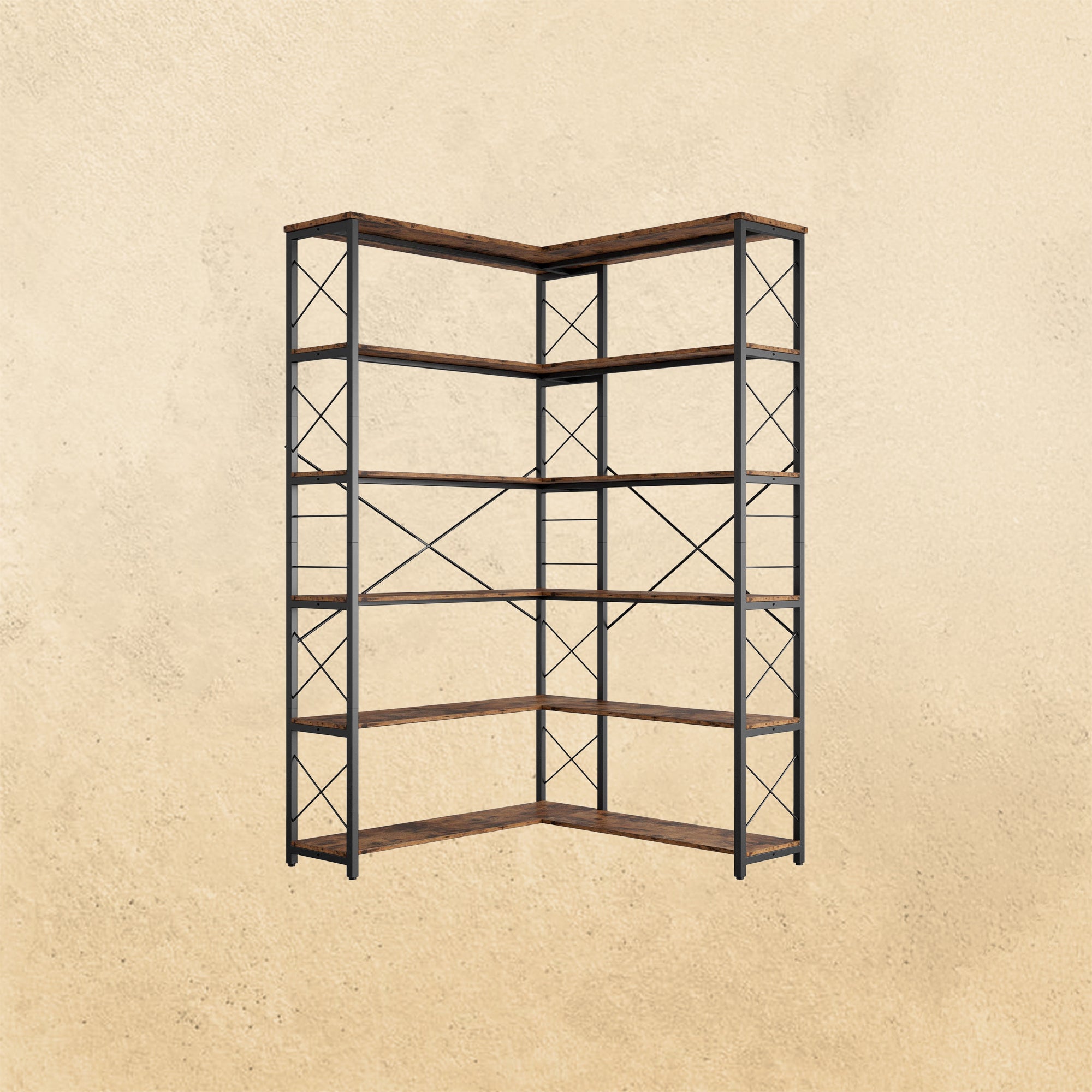 6-Shelf Corner Bookcase