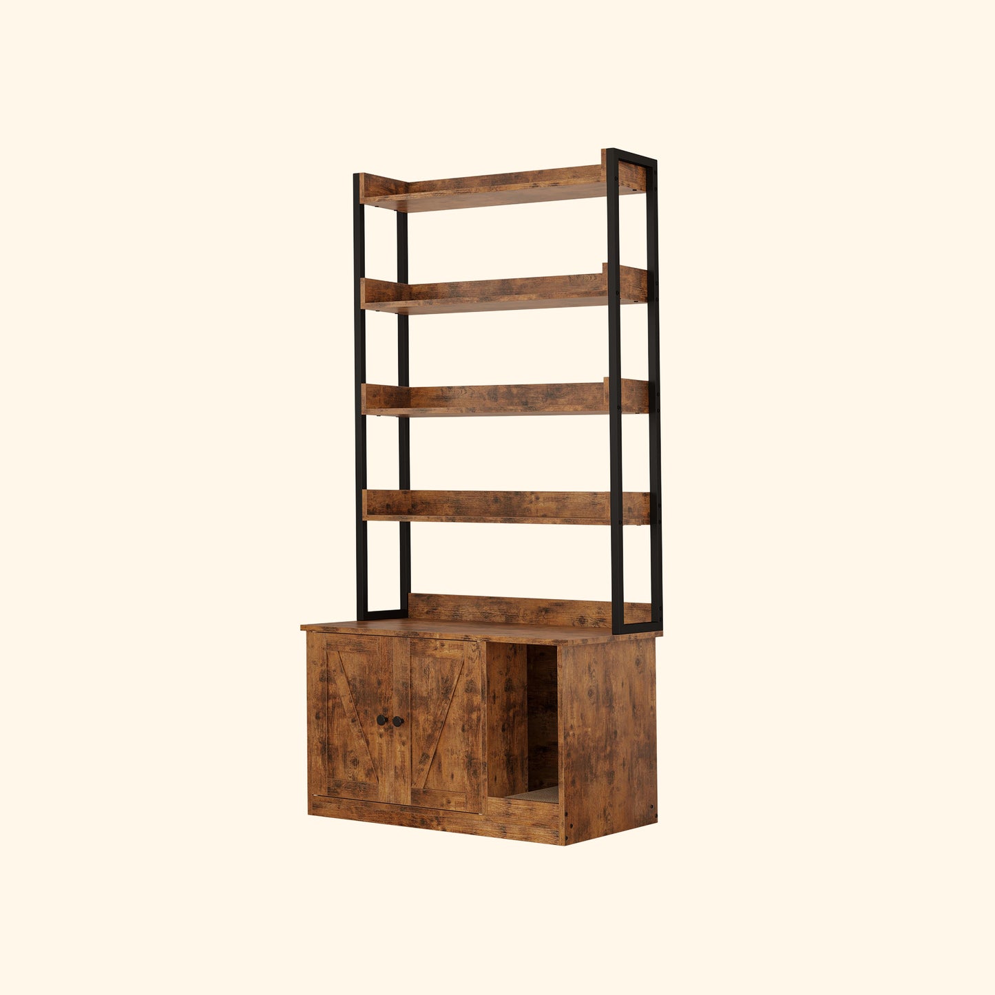 4 Tier Cat Litter Box Cabinet with Scratching Pad
