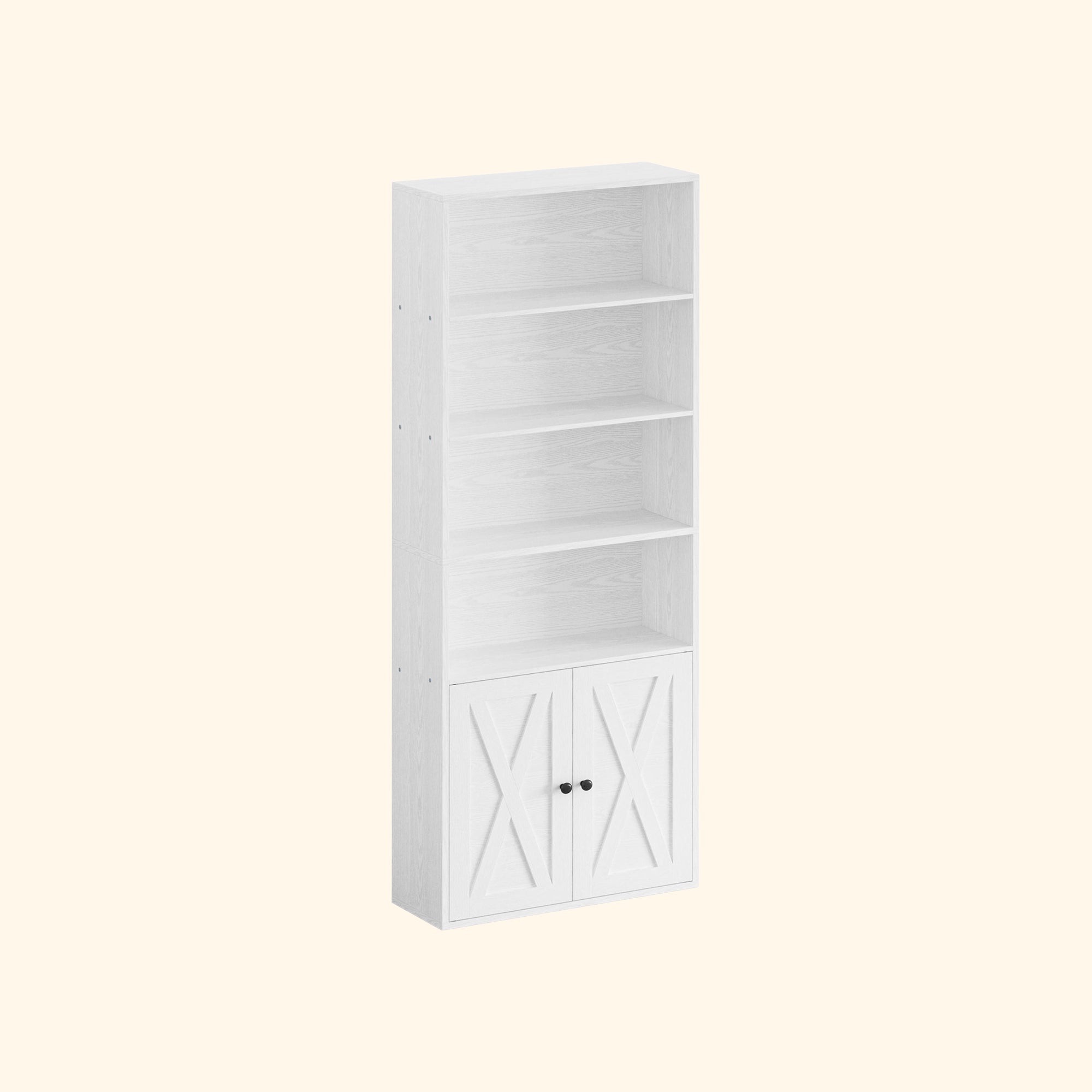 Bookshelf with Cabinet Industrial White