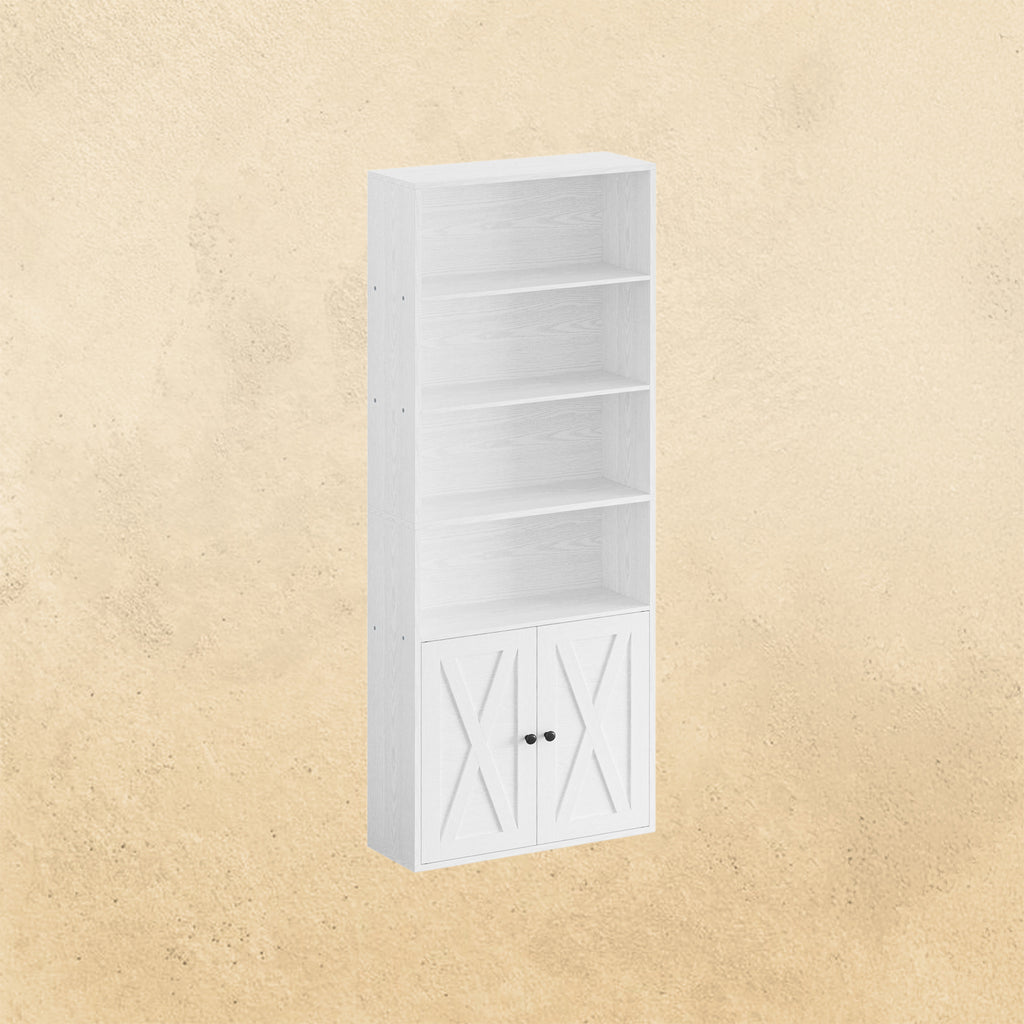 Bookshelf with Cabinet Industrial White