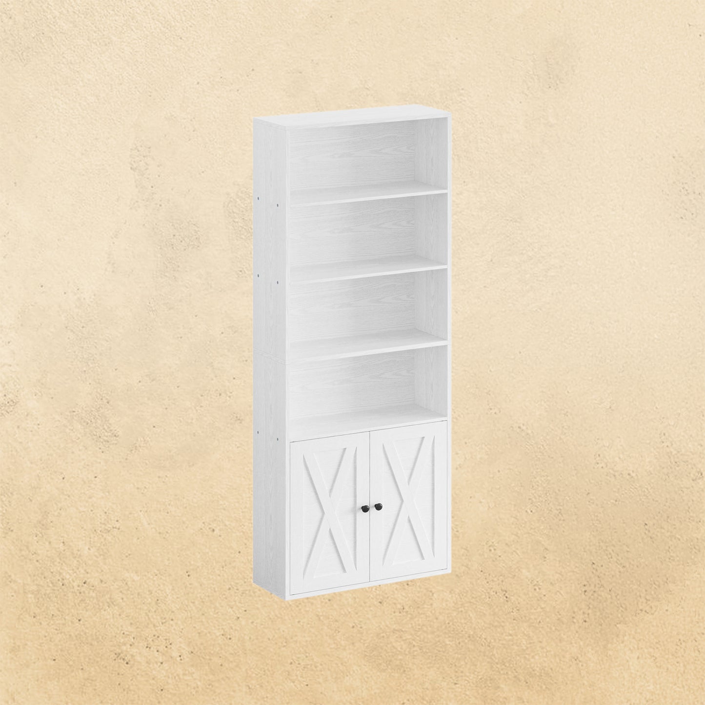 Bibliothèque avec armoire blanche industrielle 