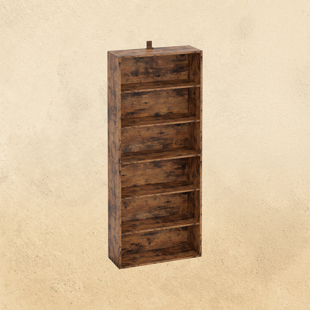 6 Tier Bookshelf Vintage Brown