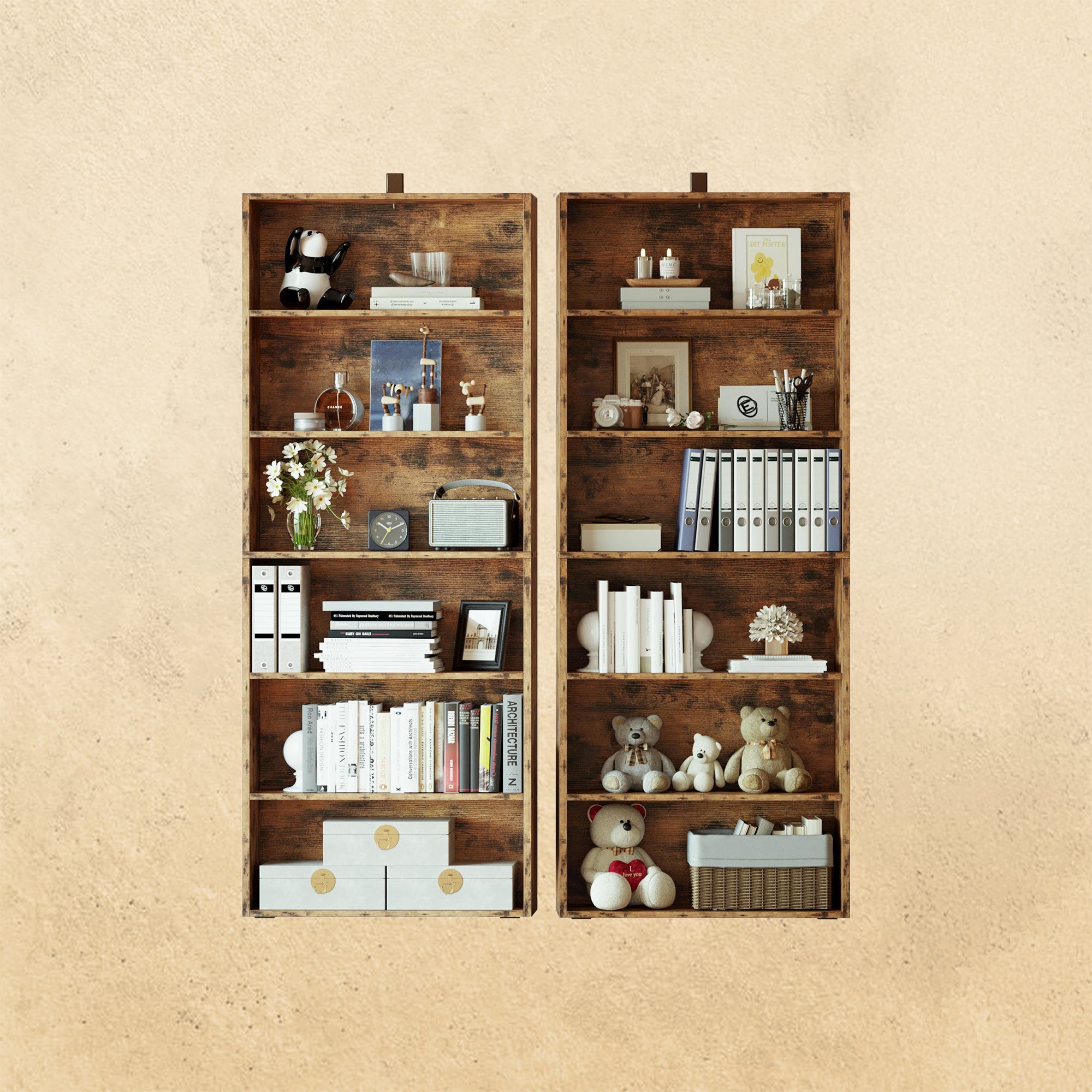 Vintage Brown Bookshelves Set of 2